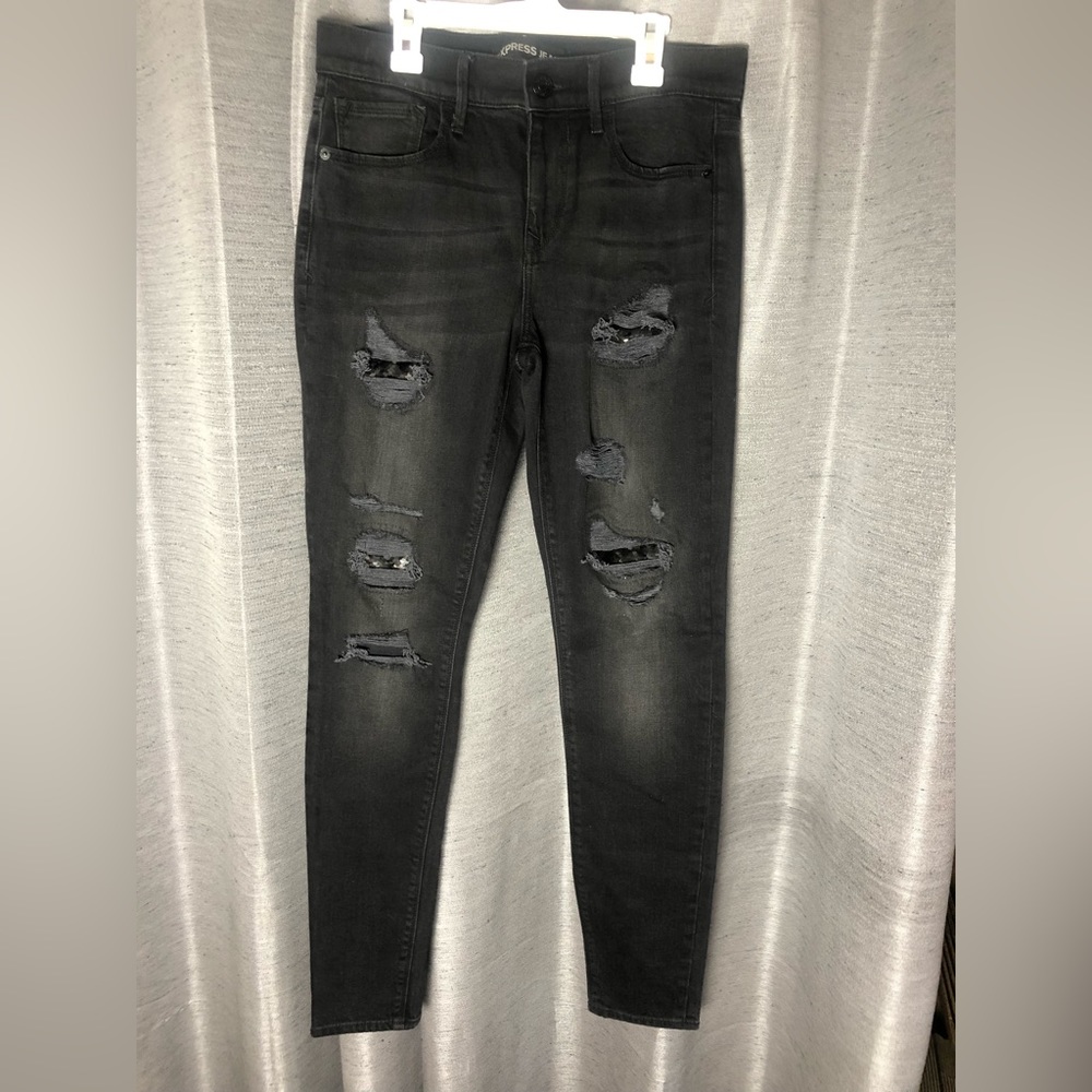Express Black Distressed Denim Leggings